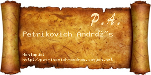 Petrikovich András névjegykártya